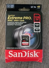 SanDisk Extreme PRO 128GB UHS-I U3 SDXC 200MB/s 4K Memory Card SDSDXXD-128G