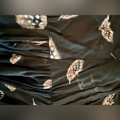 Tanya Taylor Ira Bubble Hem Black Dress Lovely Double Layered Print Lined Sz L - Picture 7 of 7