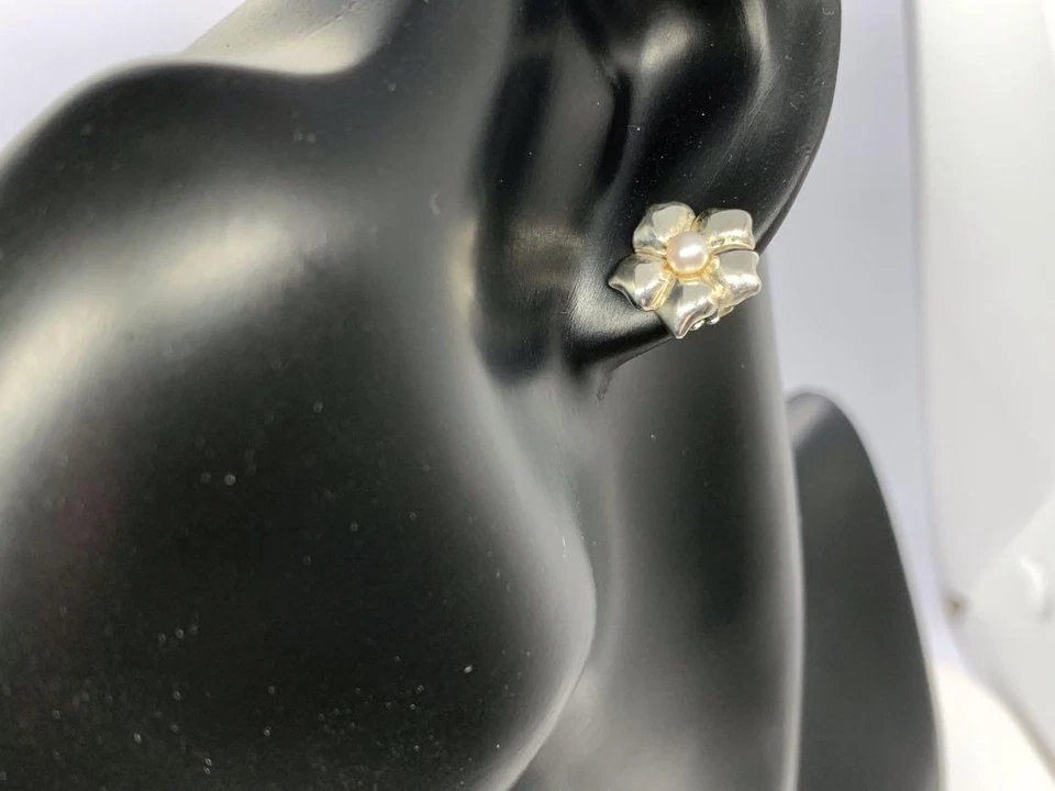 Серьги-цветки с жемчугом TIFFANY & Co. серебро 925 с чехлом - Изображение 4 из 4