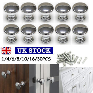 Round Cabinet Knobs Drawer Kitchen Cupboard Pull Handles Polished