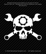 Mechanic Skull With Wrenches Vinyl Decal Auto Diesel Mechanic Sticker 25 Colors