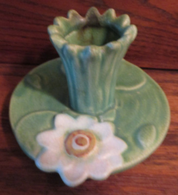 ****** NICE WELLER ART POTTERY ARDSLEY WARE LILY PAD CANDLE HOLDER ******