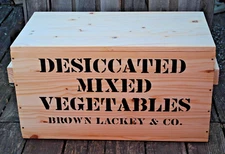 Desiccated Mixed Vegetables Brown Lackey & Co. - Wood Box - Civil War!