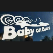 BABY ON BOARD DECAL STICKER NEW CAR TRUCK SURF BOARD SURFER BEACH 3"x6.5"