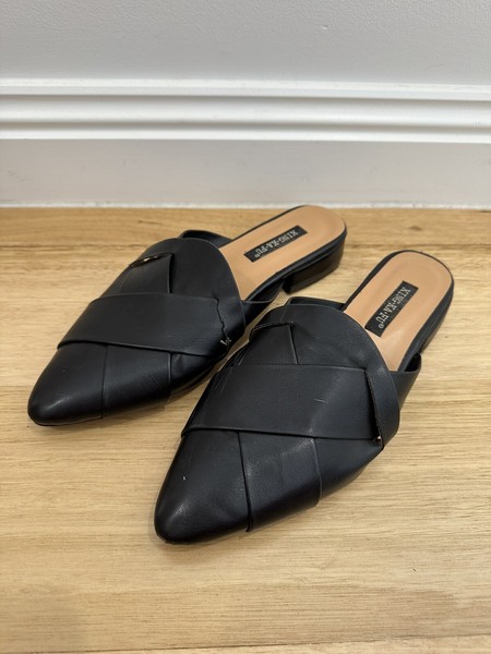 Black Woven Braid Mule Style Slip On Shoes Work Smart Casual Eu 35 Aus 4.5