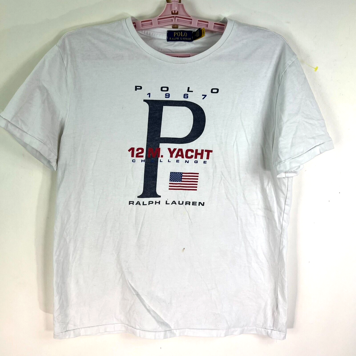 Polo Ralph Lauren Men's White 12M Yacht Challenge Graphic Polo Ralph Lauren Men's White 12M Yacht Challenge Graphic