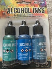 Ranger Tim Holtz Alcohol Ink .5oz 3/Pkg-Laguna-Glacier, Monsoon