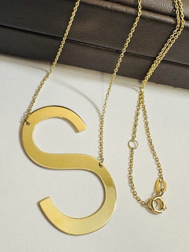 18K 18Ct 750 Real Fine Saudi Gold 16.5”/ 17.5” long Letter S Necklace 1mm 4.2g - Picture 18 of 24