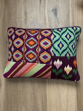 Vintage crochet throw pillow 60's70's groovy retro mod boho hippie funky Rare