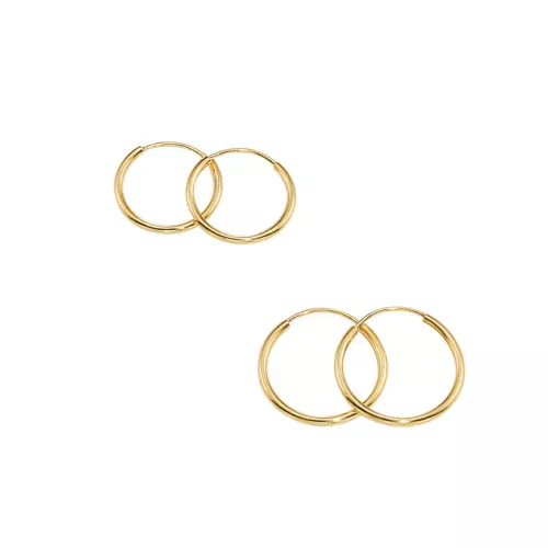 14K Real Solid Yellow Gold Round Endless Hoop Earrings 1mm Tube Hoops Ear Rings - Picture 43 of 77