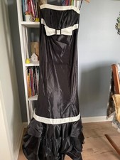 Vintage Jessica McClintock Gunne Sax Dress Black white Ruffle Strapless Prom 11