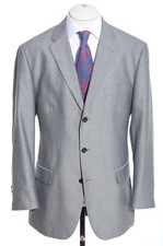 44R Stafford Gray Herringbone Rayon/Poly Three-Button Sport Coat Blazer Jacket