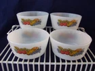 Anchor Hocking Fire King Nature's Bounty 4 Ramekins Custard Cups USA Vintage