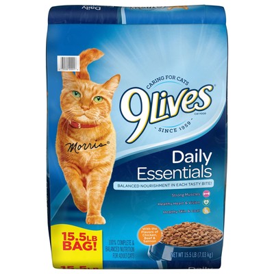 9Lives Daily Essentials Dry Cat Food, 15.5 lb. Bag,Helps strengthen muscles