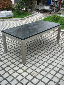 Gartentisch Outdoor Tisch Esstisch Mit Schieferplatte Schwarz 200x100 Edelstahl Ebay