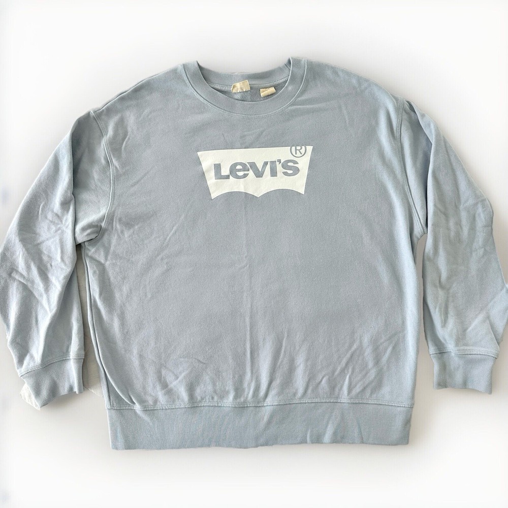 Levis Womens Large Sky Blue Logo Crewneck Sweatshirt EUC Pullover