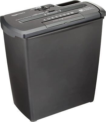 Amazon Basics Aktenvernichter, 7-8 Blatt, Streifenschnitt, CD-Schredder