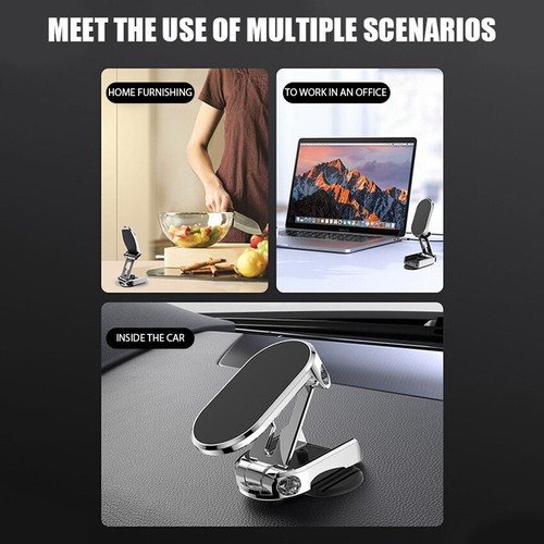 Foldable Mount Car Phone Holder Magnetic Stand Metal 720° Rotate Magnet Folding - Photo 11 sur 16