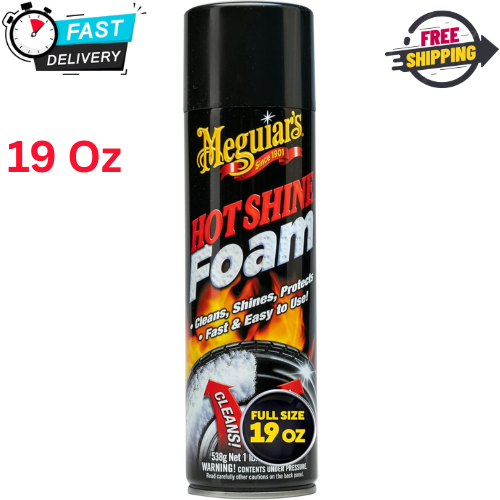 Meguiar's Hot Shine Reflect Tire Foam - 19 Oz, Cleans & Shines Tires With Reflective Sparkle, UV Protection
