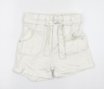 Denim & Co. Mädchen Elfenbein Baumwollmischung Hot Pants Größe 13-14 Jahre L4 Reg Z
