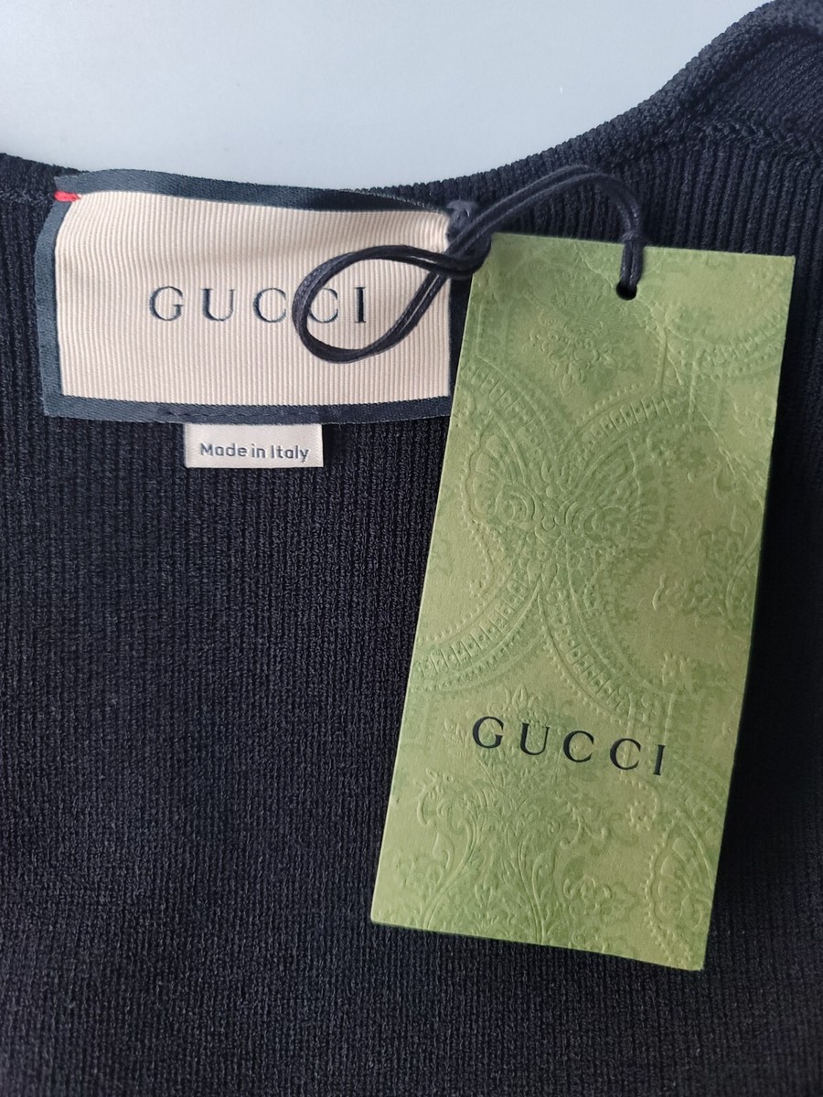 GUCCI Black Dress Square Neck Stretch Bodycon Size L Large GUCCI Black Dress Square Neck Stretch Bodycon Size L Large