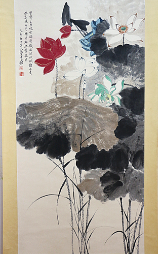 SELTEN chinesisches 100 % handgefertigtes Gemälde & Rollenlotus von Zhang Daqian AL8172 - Bild 2 von 11