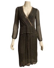 Judith Ann Creations Women Vintage 100 Silk Beaded Black Cocktail Dress XS