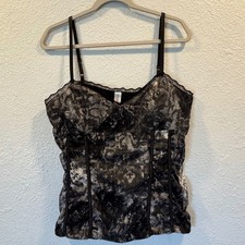 Vintage Y2K Mesh Corset Top Floral Size Large...