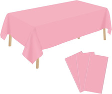 3 Pack Pink Plastic Tablecloth Disposable Rectangular Table Cloth 54 x 108 Inch