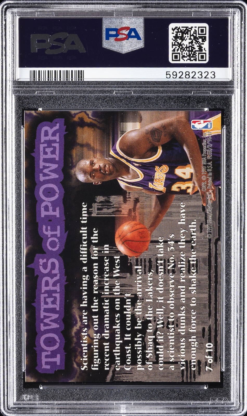 1996 FLEER TOWERS OF POWER #7 SHAQUILLE O'NEAL PSA 7 view 2