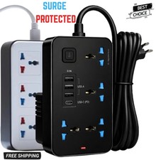 Surge Protected Extension Lead With 4 USB USB C 4Gang Way Power Cable UK Plug