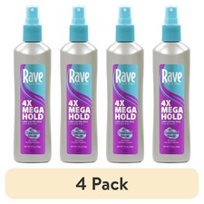 Rave 4X Mega Hold Non-Aerosol Hair Spray, All-Weather Protection, 11 Oz 4 Pack 