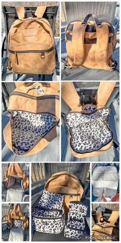 Petunia Pickle Bottom Boxy Backpack Diaper Bag in Tan Faux Leather