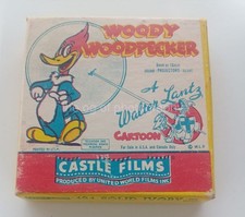 WOODY WOODPECKER Solid Ivory 8mm Film 3" Reel b+w Vintage CASTLE FILMS 62 39 RRR