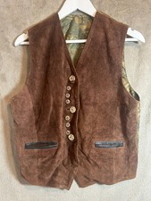 Gilet vintage Landhaus in pelle scamosciata marrone taglia 38, unisex Oktoberfest