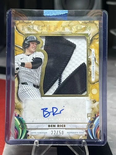 2025 Topps Inception Ben Rice Gold Jumbo Patch RC Auto 22/50 Jersey Match