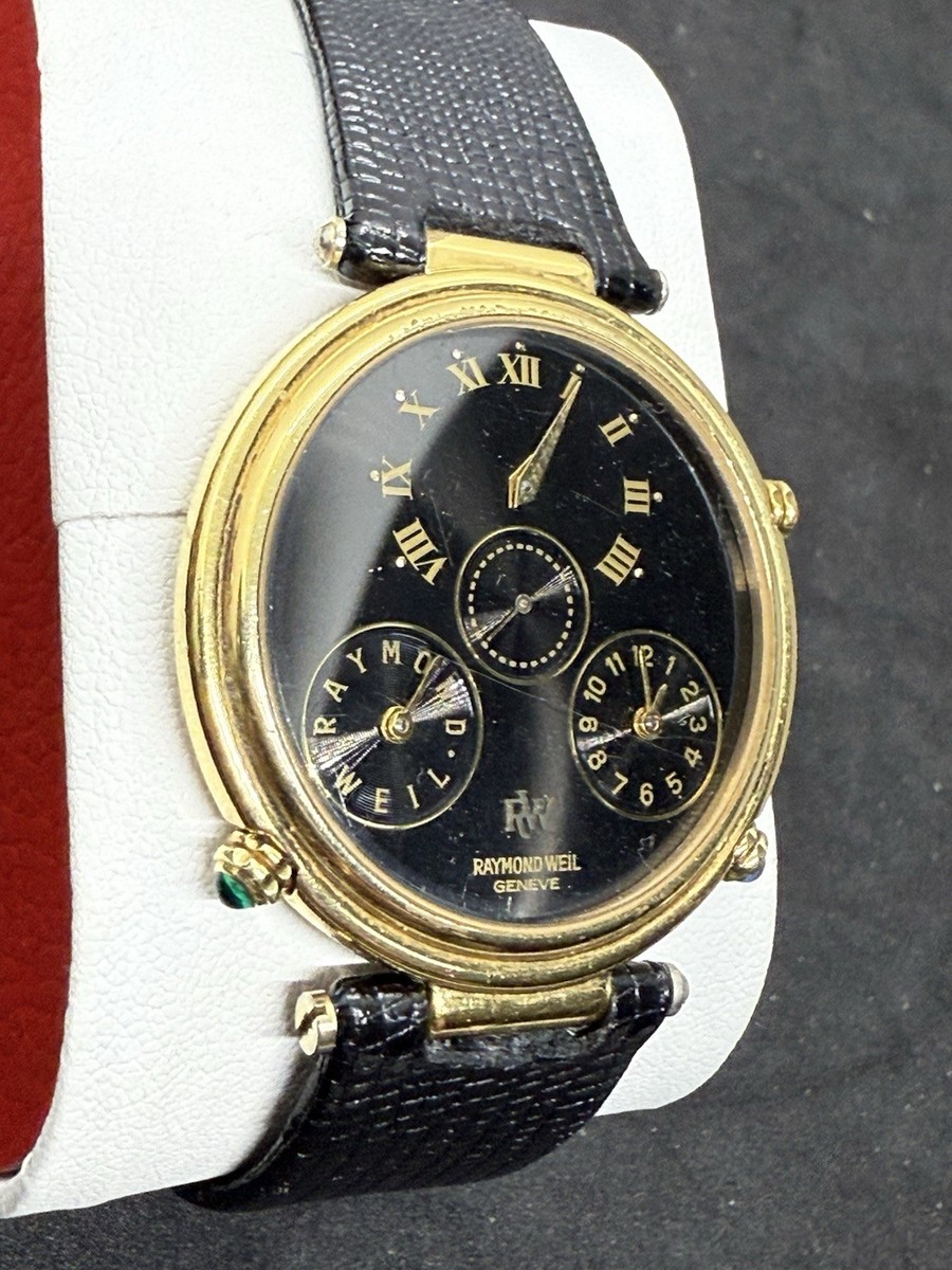 Vintage Raymond Weil 9821 18k Gold Plated - 3 Time Zones Wrist