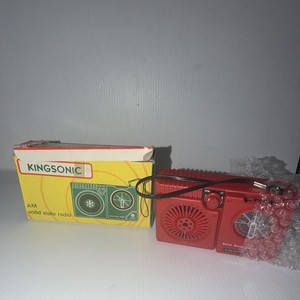 KINGSONIC Portable AM Solid State Transistor Radio, Red w/ Box