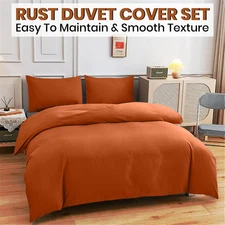 Rust Quilt Cover Bedding Set Ultra Soft Duvet Comforter Covers with Pillow Shams