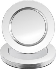 12 Pcs Silver Charger Plates 13 Inch Stainless Steel Charger Plates Metal Round