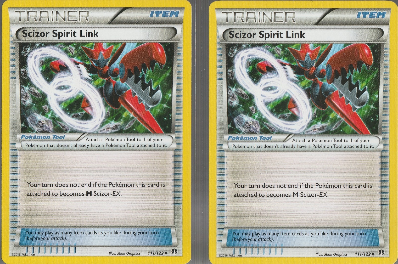 2x NM Pokemon Scizor Spirit Link 111/122 BREAKpoint English