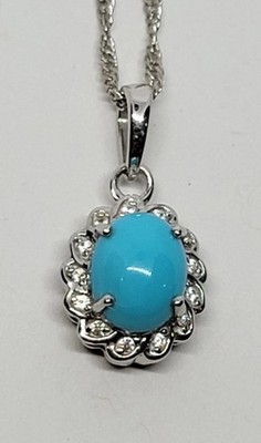 MCGI Dainty Turquoise & CZ? 925 Sterling Silber Halskette mit Anhänger