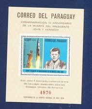 PARAGUAY   - Scott C317   - MNH  S/S -  Kennedy,  Space, Saturn V Rocket - 1968