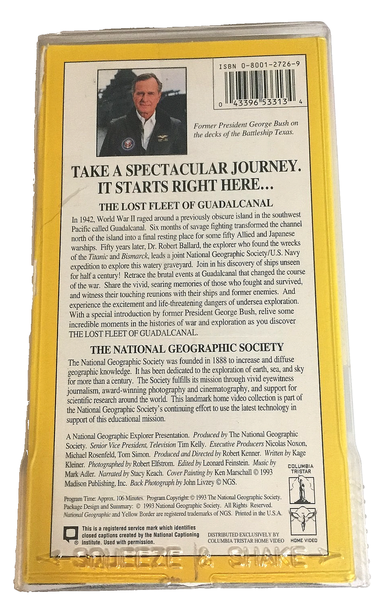 National Geographic Video The Lost Fleet of Guadalcanal VHS Tape