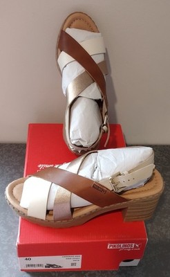 NIB PIKOLINOS Canarias W8W-1510C1 Nata Leather Sandals Sz 40 EU