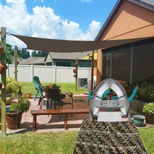 30-48' Outdoor Shade Sail Rectangle Sun Canopy Cover With Steel Wire Cable Brown