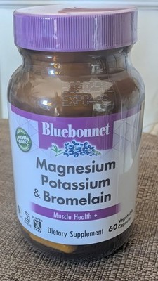 Bluebonnet Magnesium Potassium & Bromelain - 60 Veg Capsules - Exp 4/2028