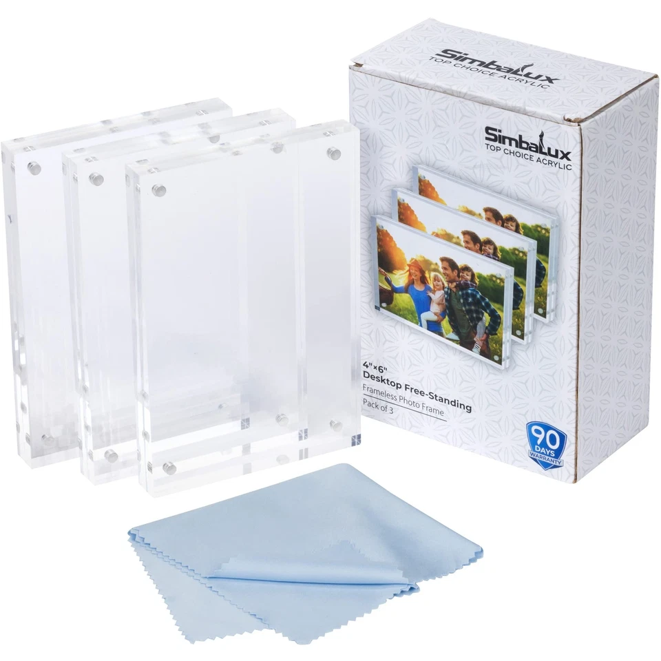 Magnetic Acrylic Picture Photo Frame 4x6 inches (3 Pack), Clear Glass Like, D... - Image 2 of 4