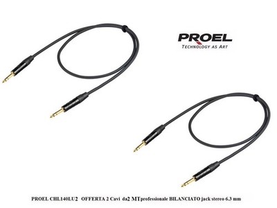 PROEL BULK220LU5 Cavo professionale per Microfono con connessioni spina jack Mono 6.3 mm e spina volante XLR 3P Maschio - 5mt