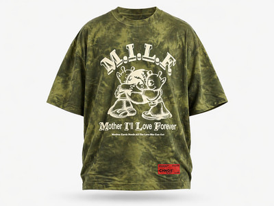 CHNGE Herren Oversized Batik Crew Neck Kurzarm T-Shirt Grün Small